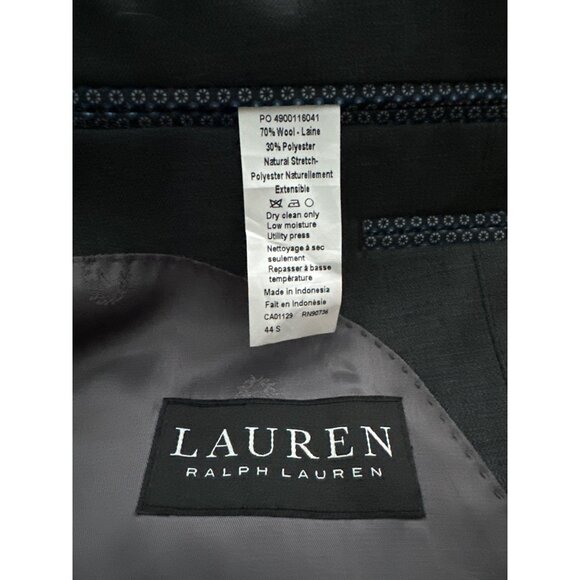 Lauren Ralph Lauren Gray Wool Blend Suit Jacket Two-Button Notch Lapel Size 44S - Picture 4 of 4